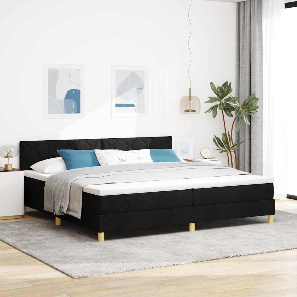 Krevet s opruga kutije s jastukom Crna 200 x 200 cm tkanina