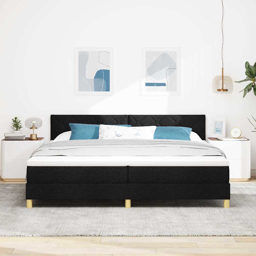Krevet s opruga kutije s jastukom Crna 200 x 200 cm tkanina