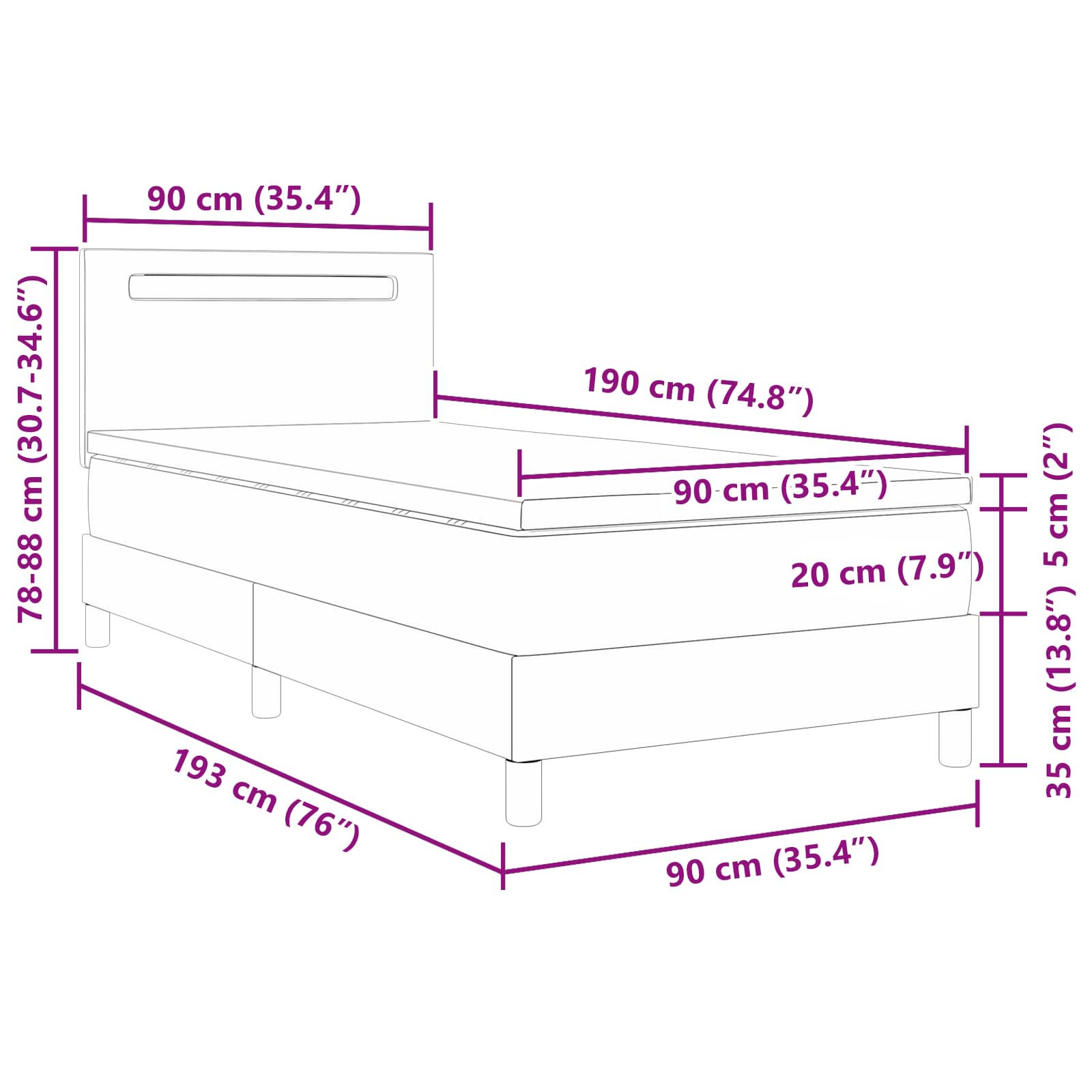 Krevet s opruga kutije s madracem Crna 90 x 190 cm Umjetna koža