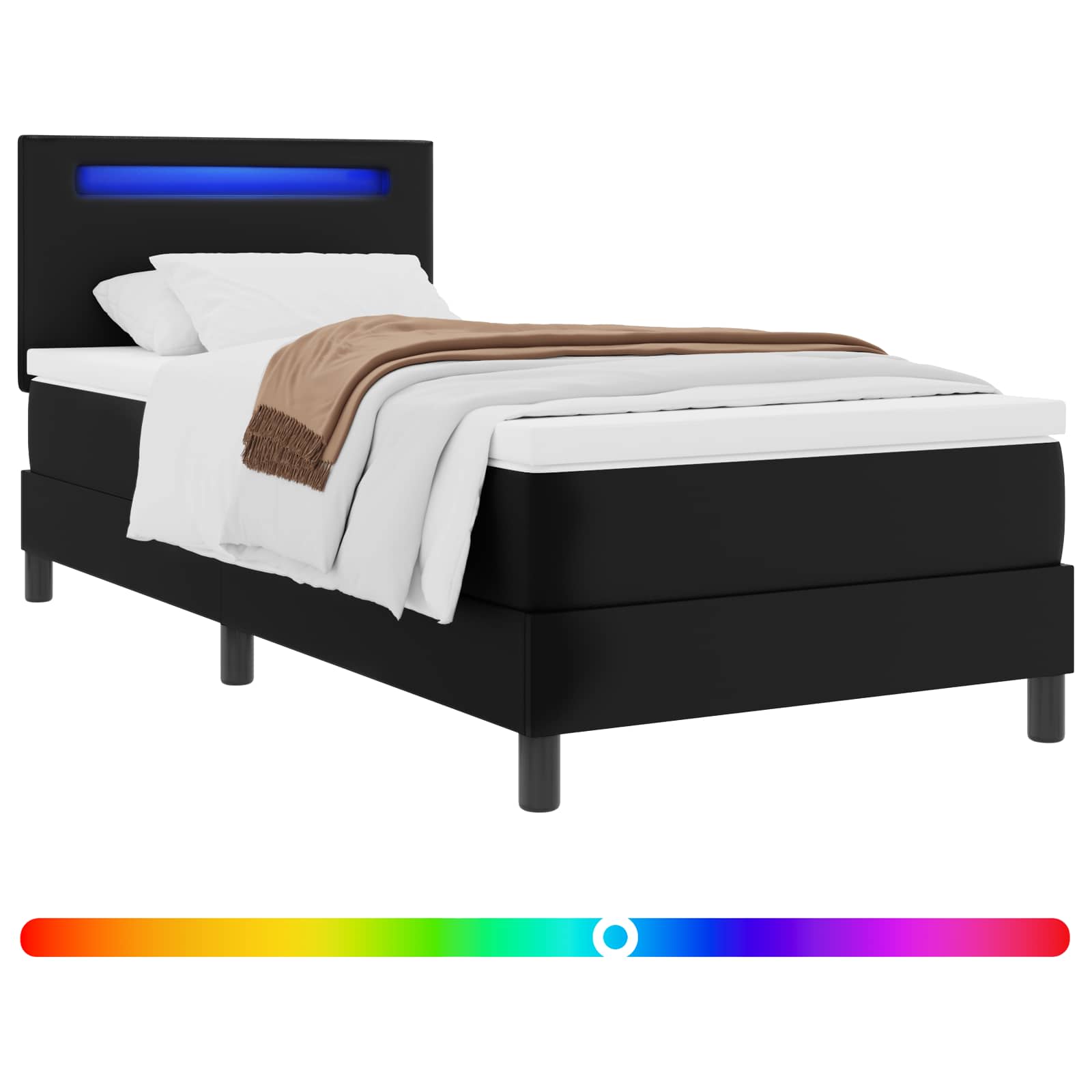 Krevet s opruga kutije Crna 100 x 200 cm Umjetna koža