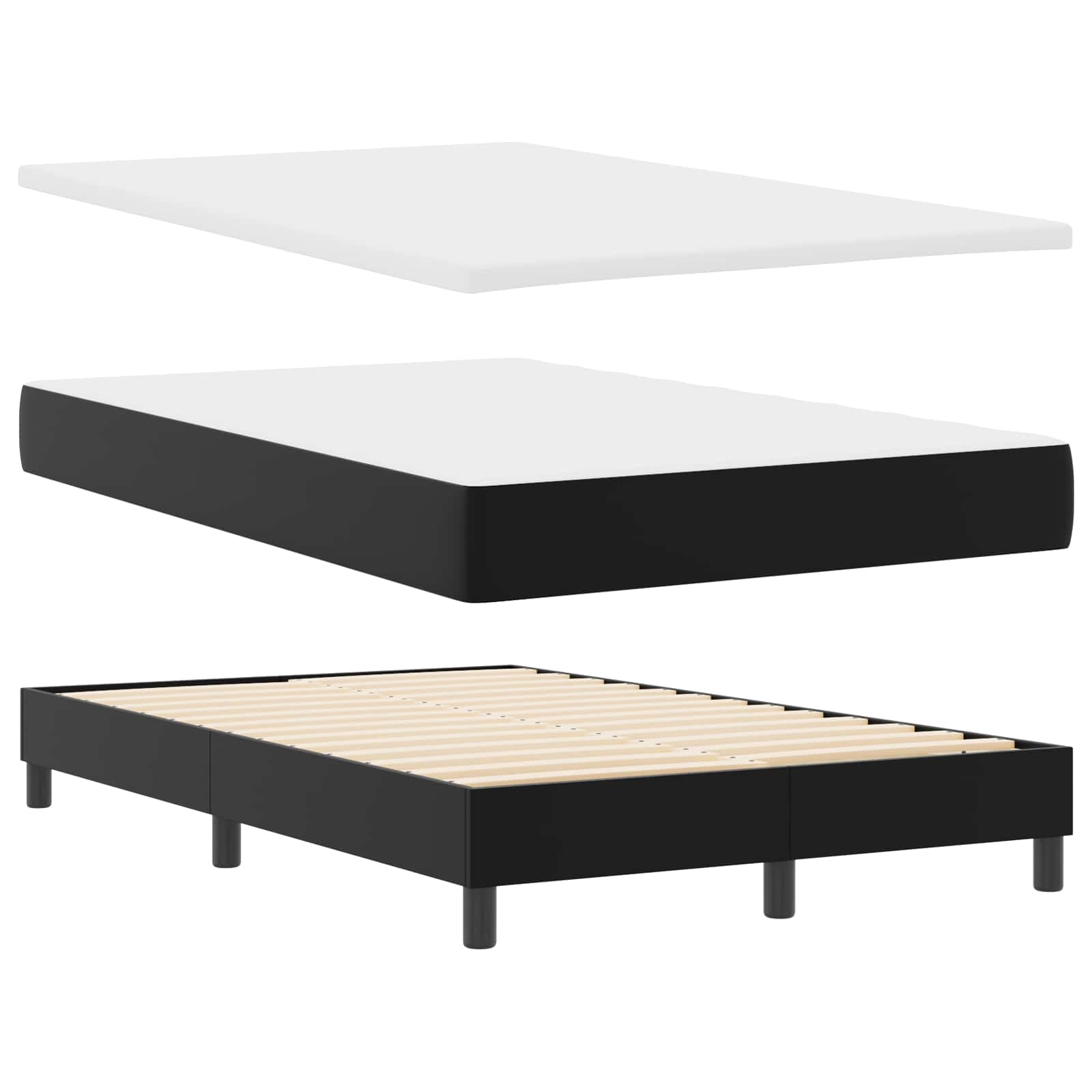 Krevet s opruga kutije Crna 120 x 200 cm Umjetna koža