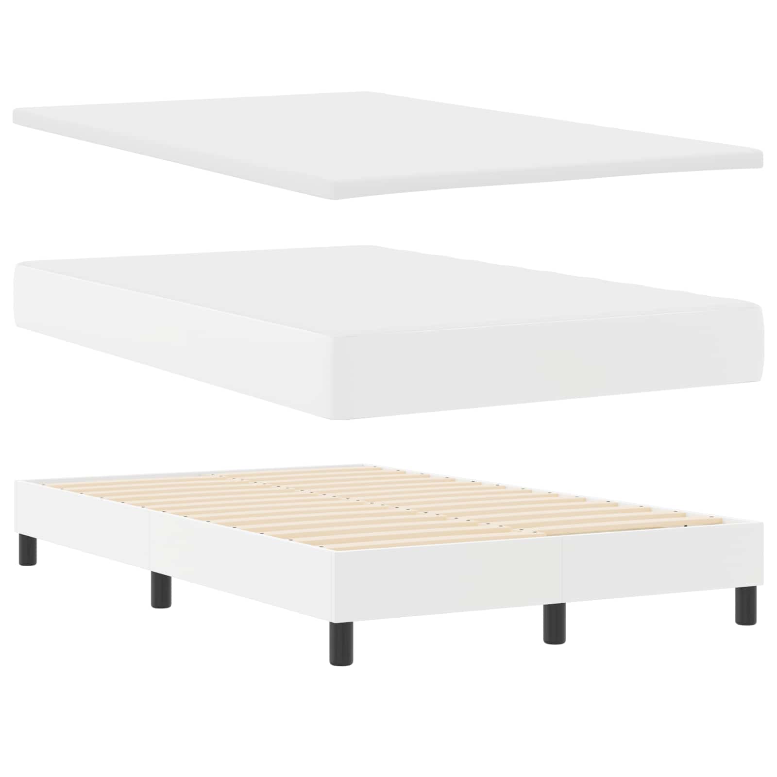 Krevet s opruga kutije Bijelo 120 x 200 cm Umjetna koža