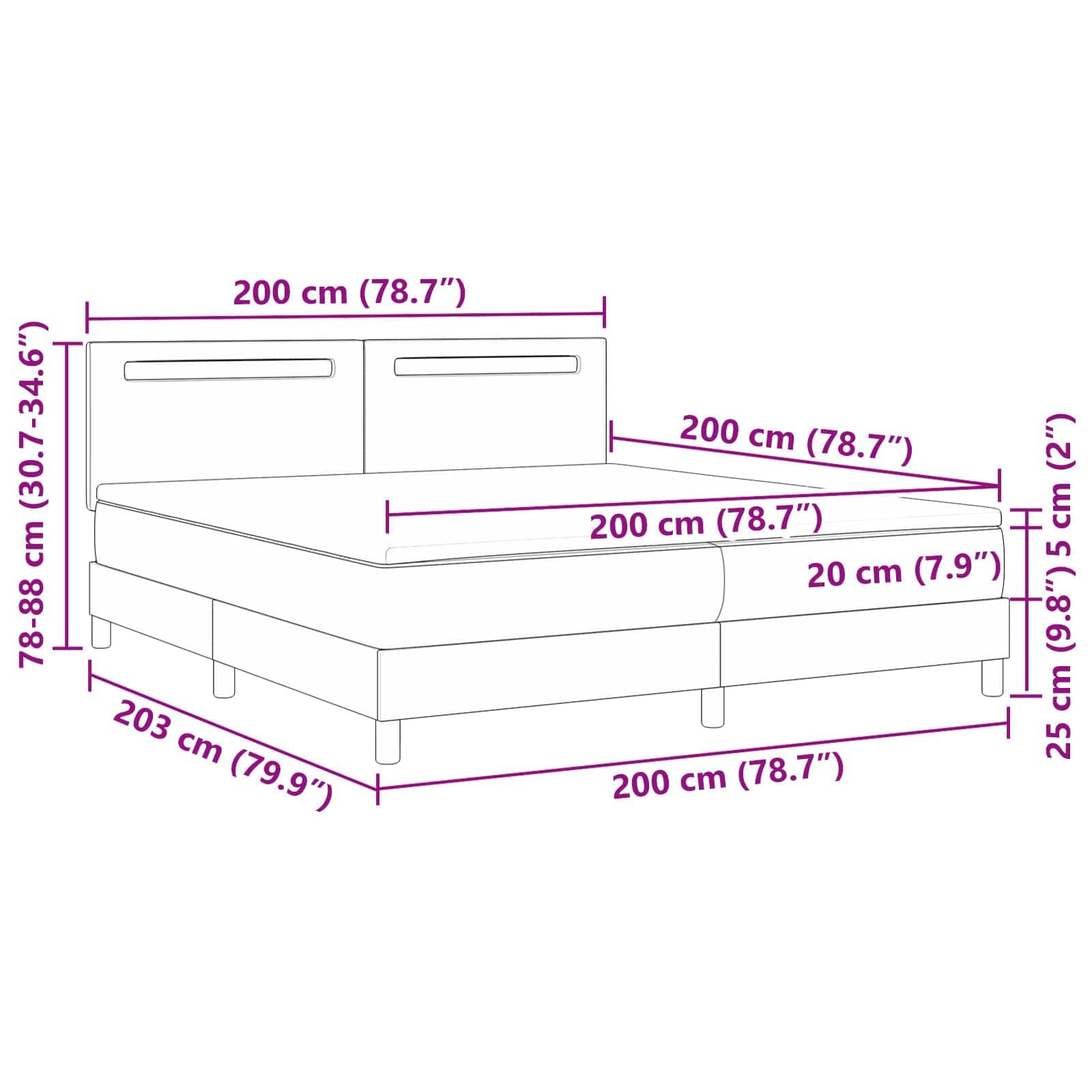 Krevet s opruga kutije Bijelo 200 x 200 cm Umjetna koža