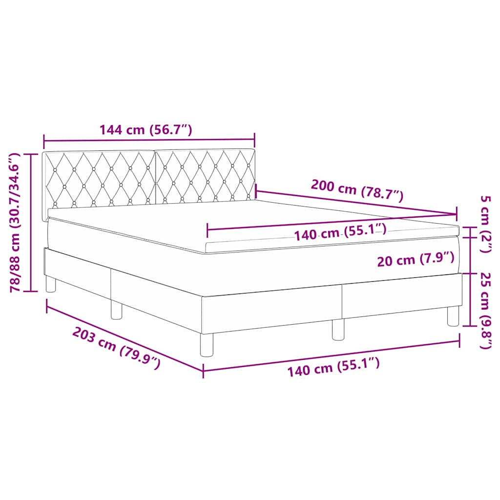 Krevet s opruga kutije Svijetlo siva 140 x 200 cm Baršun