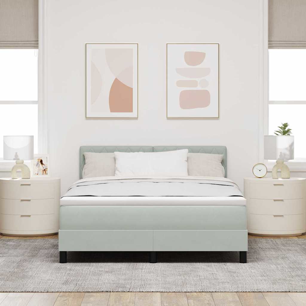 Krevet s opruga kutije Svijetlo siva 160 x 200 cm Baršun