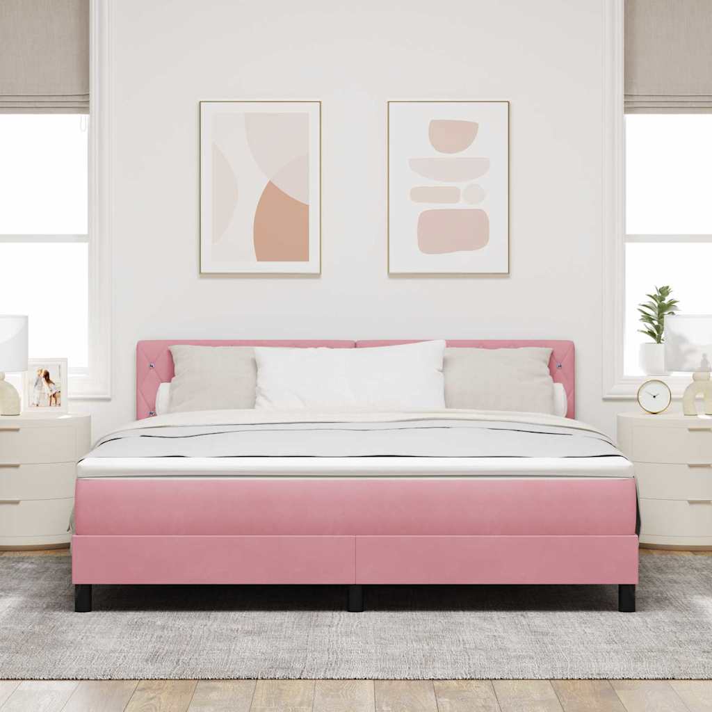 Krevet s opruga kutije s madracem Ružičasta 180 x 200 cm Baršun