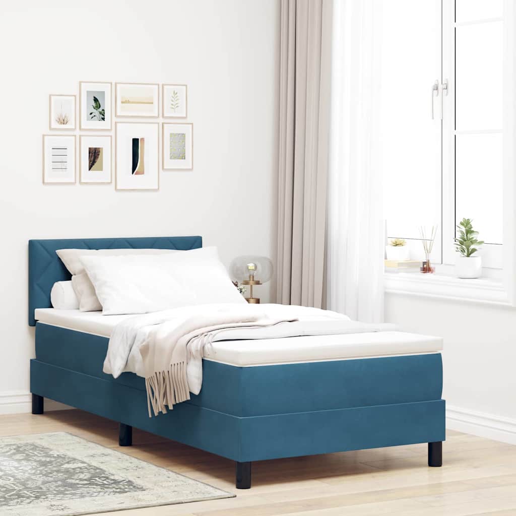 Krevet s opruga kutije Tamno plava 90 x 200 cm Baršun
