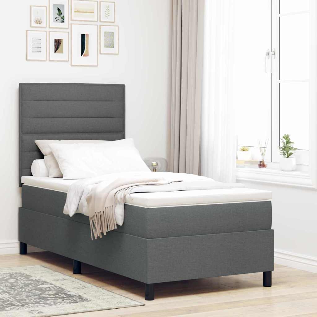 Krevet s opruga kutije Tamno siva 100 x 200 cm tkanina