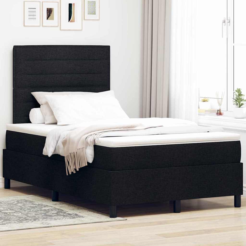 Krevet s opruga kutije s madracem Crna 120 x 200 cm tkanina