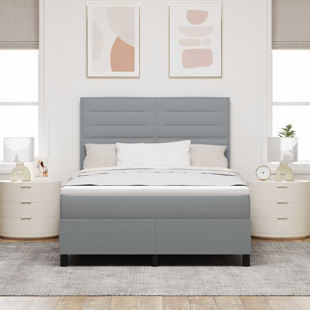 Krevet s opruga kutije Svijetlo siva 160 x 200 cm tkanina