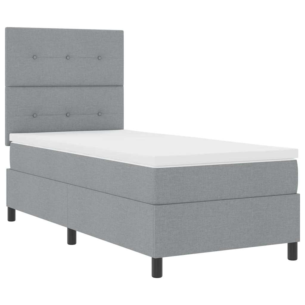 Krevet s opruga kutije Svijetlo siva 90 x 200 cm tkanina