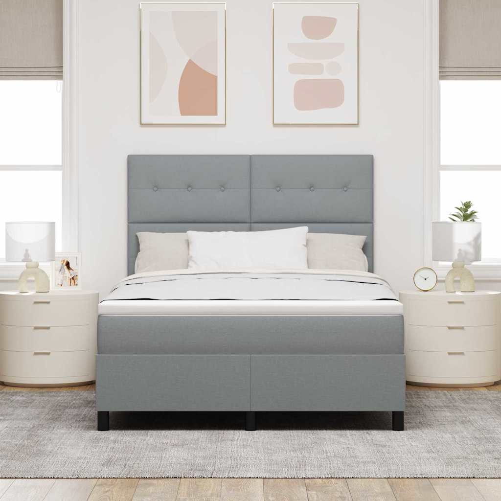 Krevet s opruga kutije Svijetlo siva 160 x 200 cm tkanina