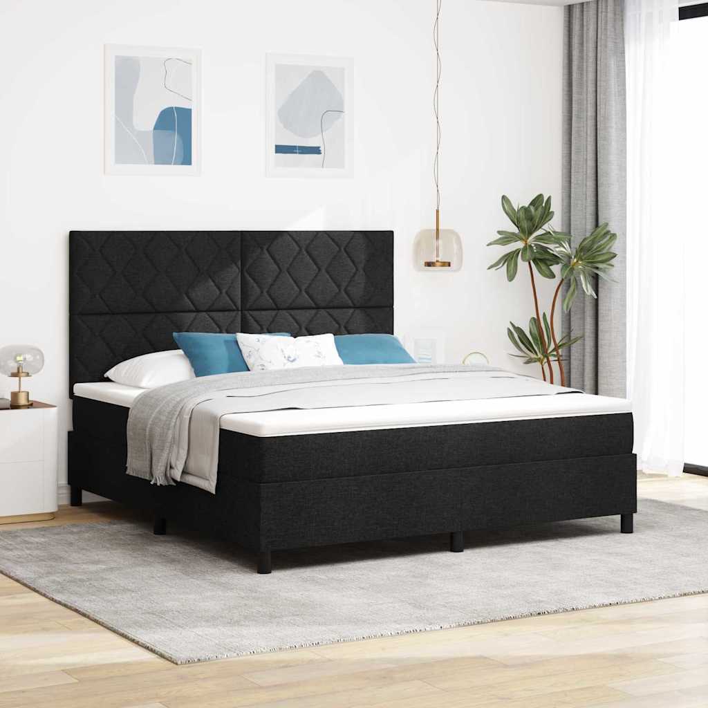 Krevet s opruga kutije s uzglavljem Crna 180 x 200 cm tkanina
