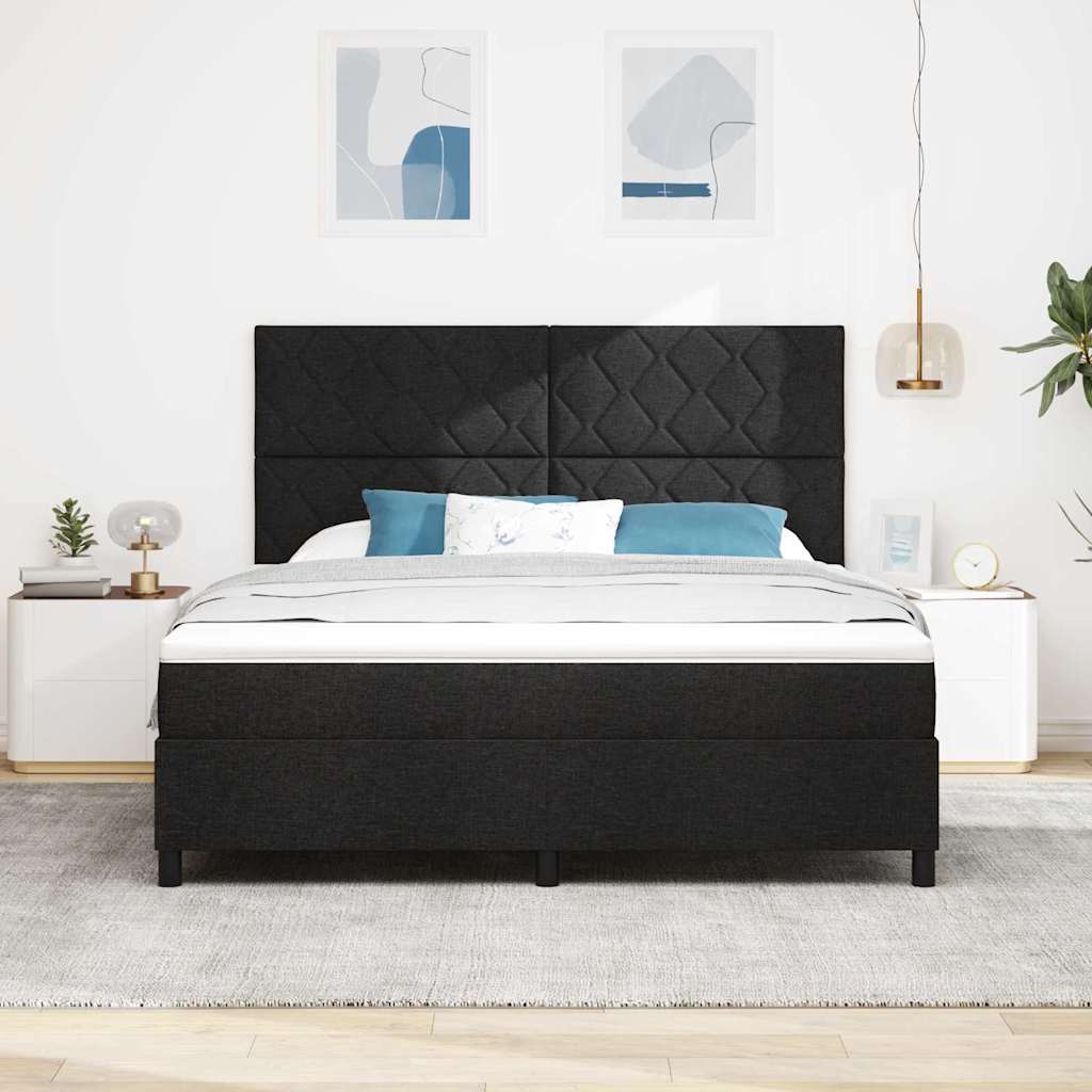 Krevet s opruga kutije s uzglavljem Crna 180 x 200 cm tkanina
