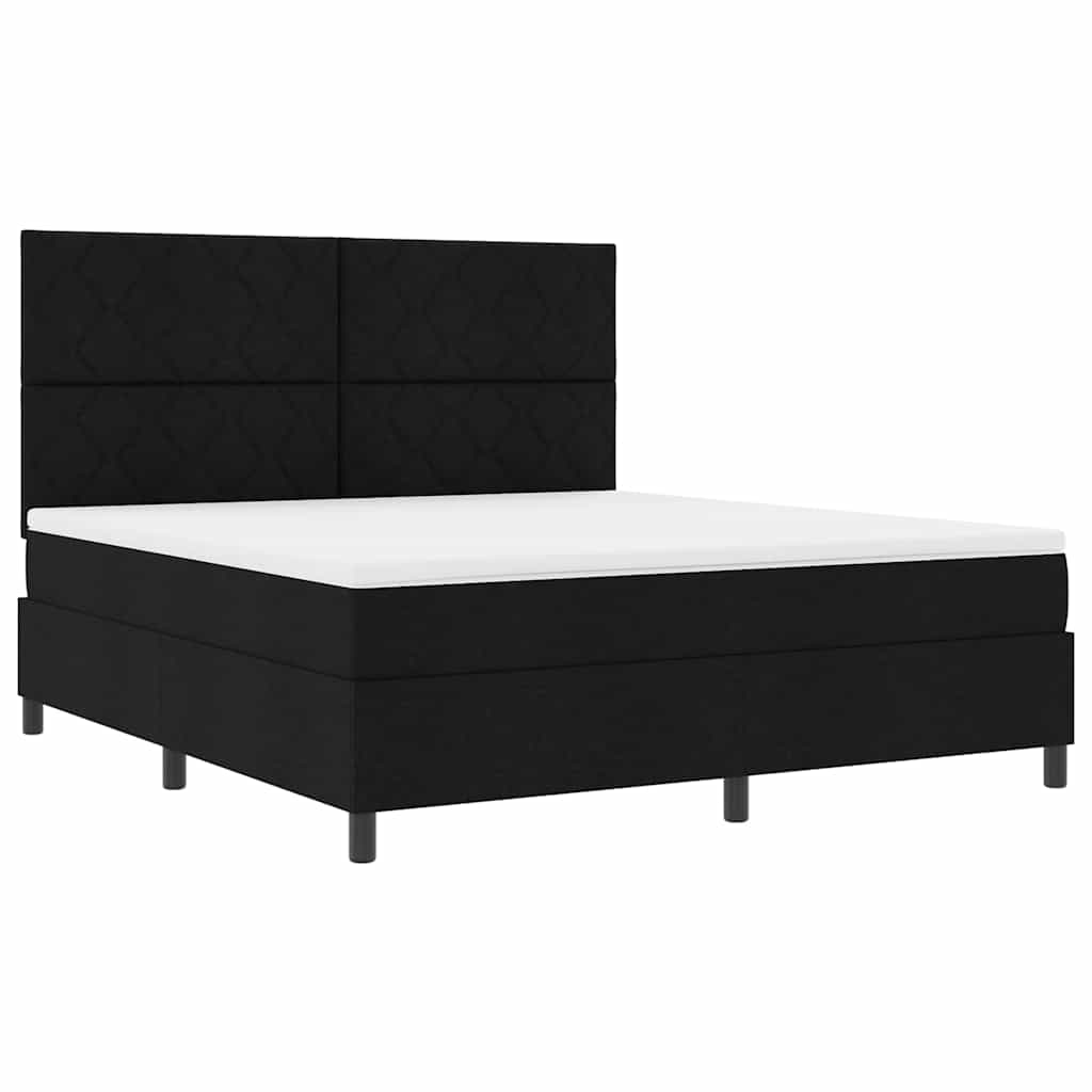 Krevet s opruga kutije s uzglavljem Crna 180 x 200 cm tkanina