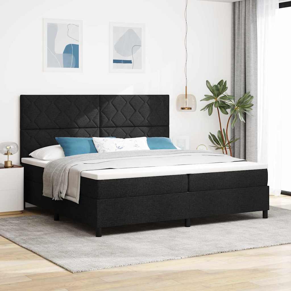 Krevet s opruga kutije s uzglavljem Crna 200 x 200 cm tkanina