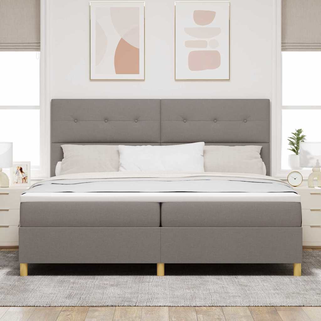 Krevet s opruga kutije Sivo-smeđa 200 x 200 cm tkanina