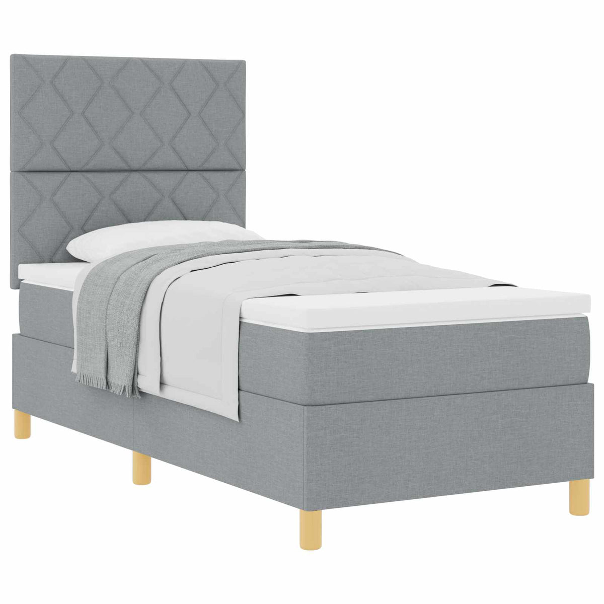 Krevet s opruga kutije Svijetlo siva 90 x 190 cm tkanina