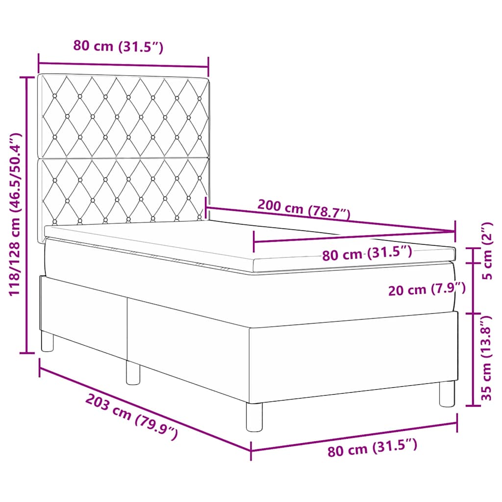 Krevet s opruga kutije Tamnozelena 80 x 200 cm Baršun