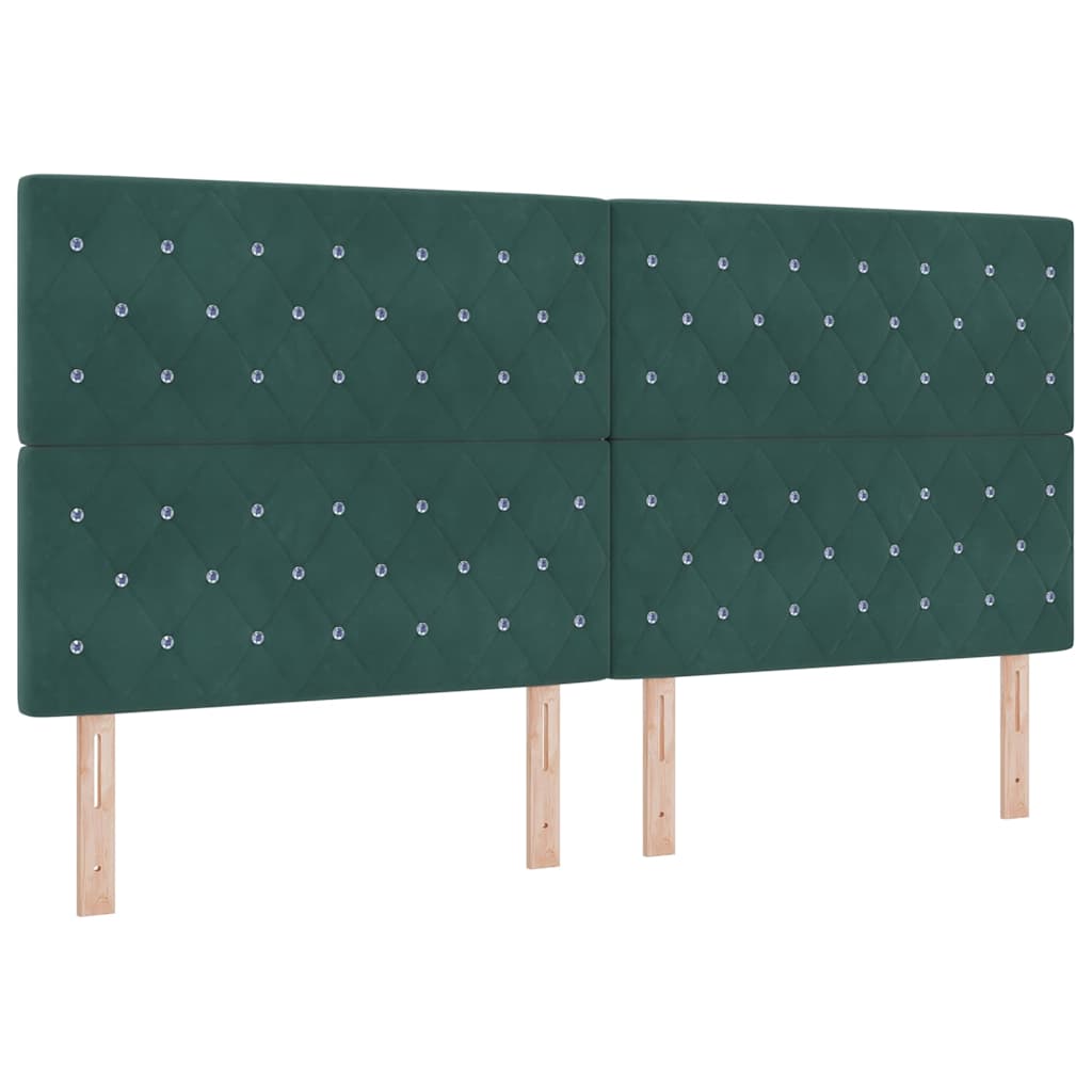 Krevet s opruga kutije Tamnozelena 200 x 200 cm Baršun
