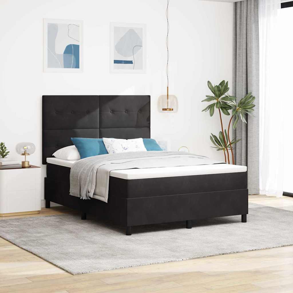 Krevet s opruga kutije s uzglavljem Crna 140 x 200 cm Baršun