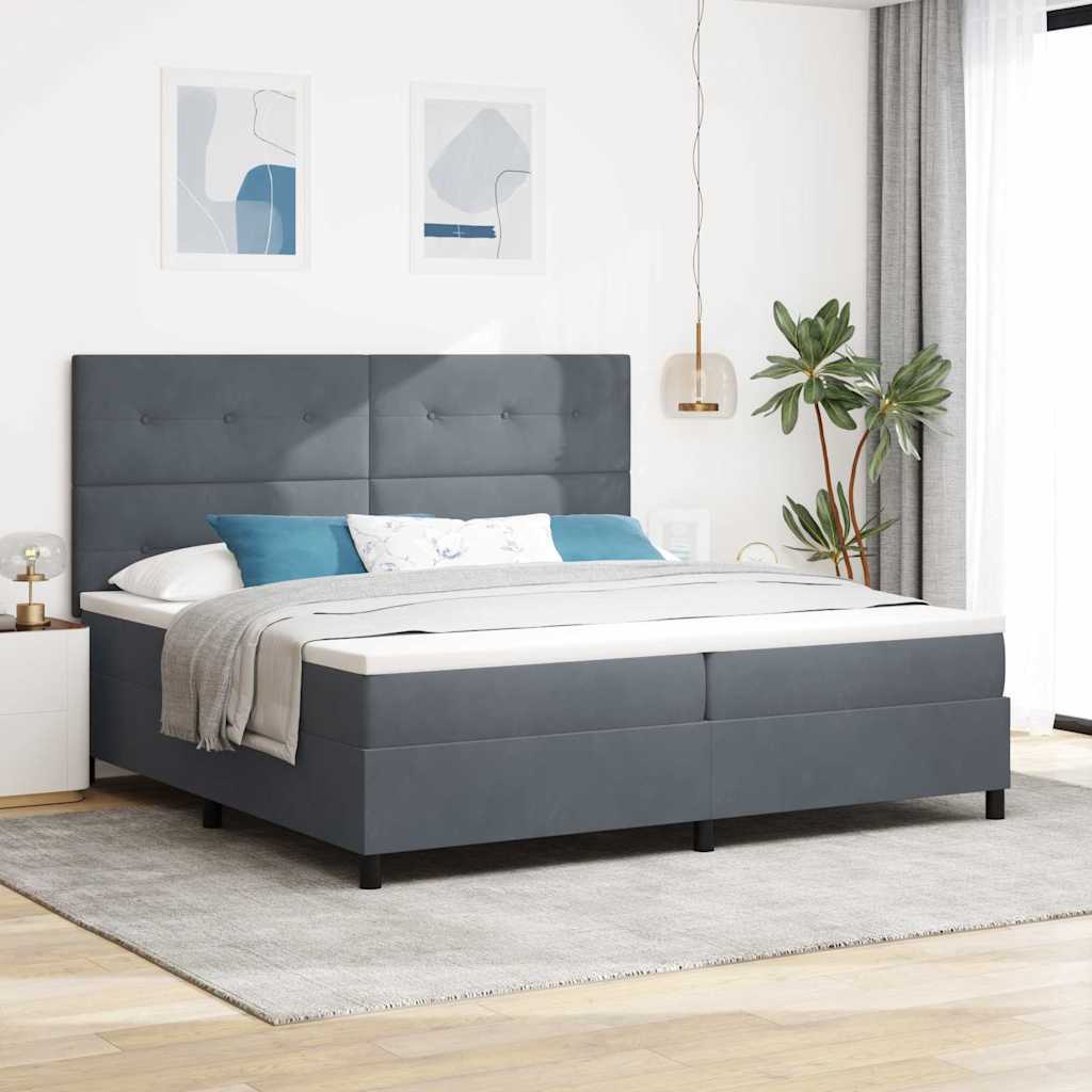 Krevet s opruga kutije Tamno siva 200 x 200 cm Baršun