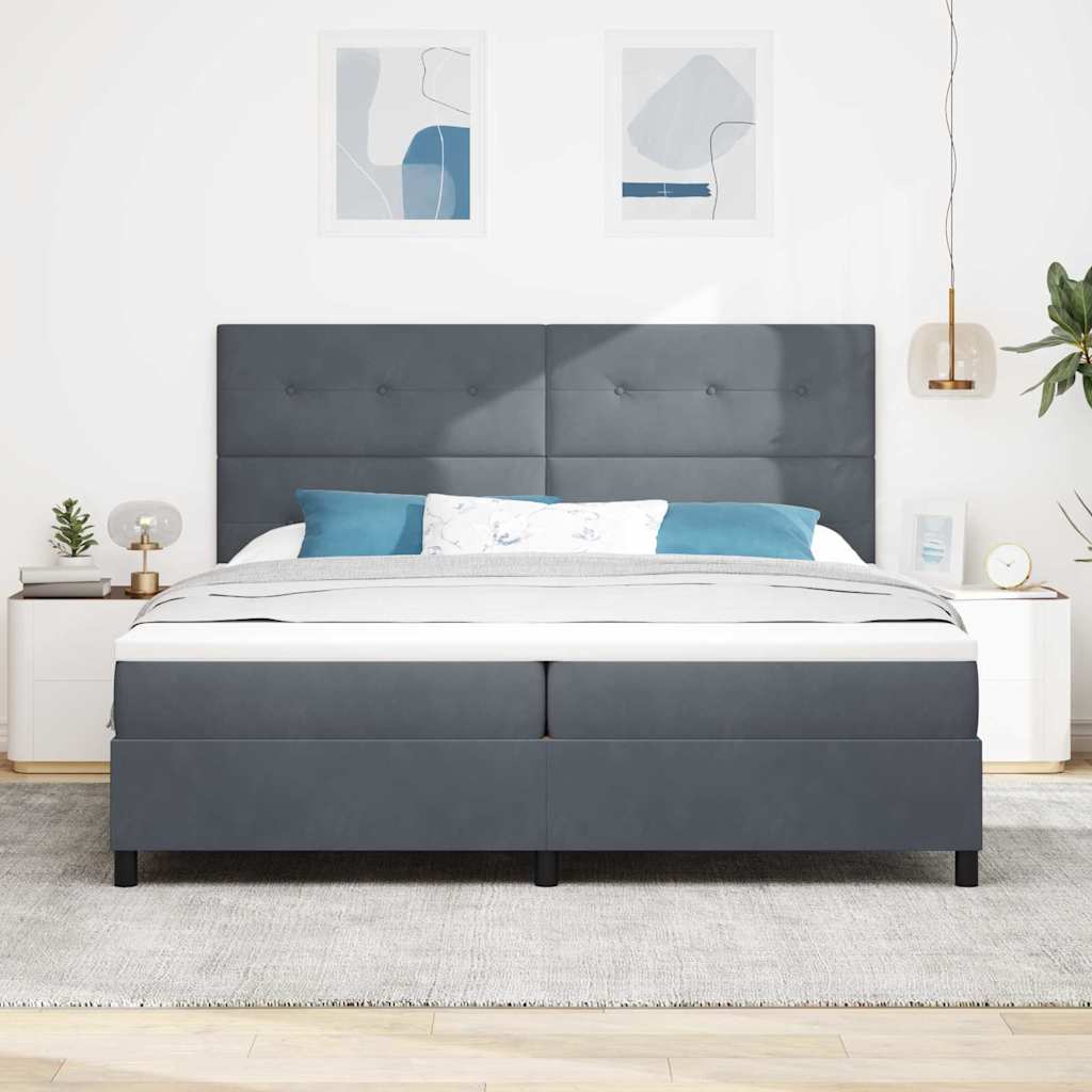 Krevet s opruga kutije Tamno siva 200 x 200 cm Baršun