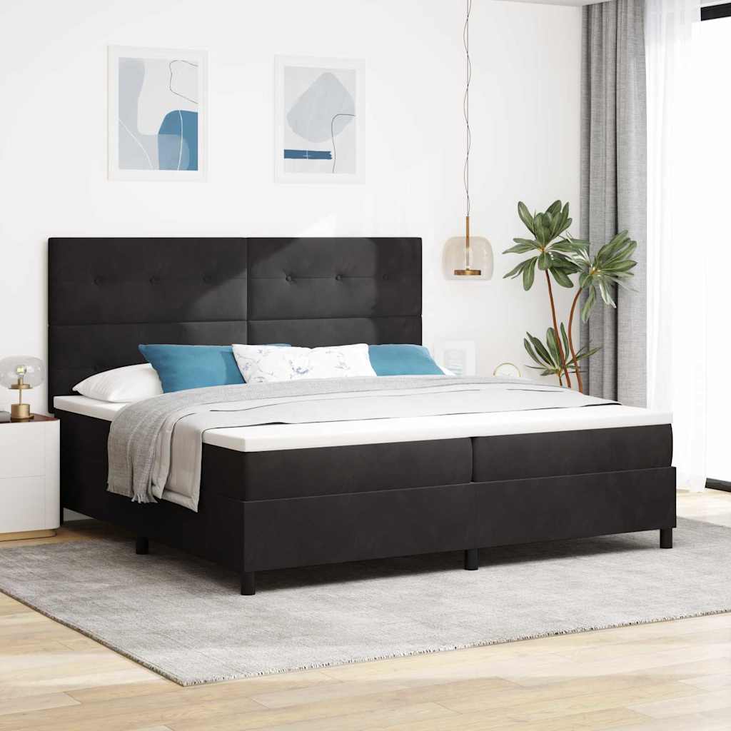 Krevet s opruga kutije s uzglavljem Crna 200 x 200 cm Baršun