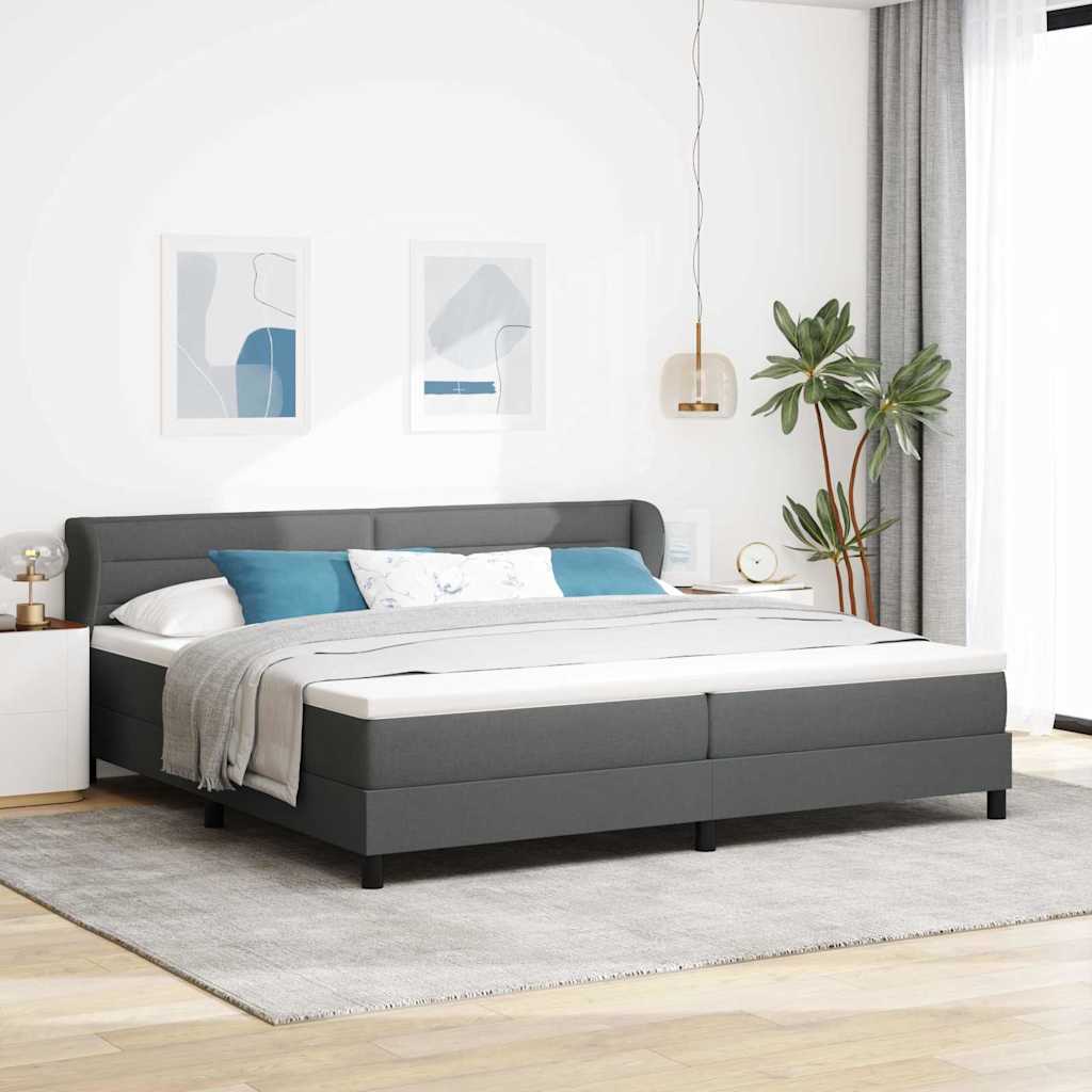 Krevet s opruga kutije Tamno siva 200 x 200 cm tkanina
