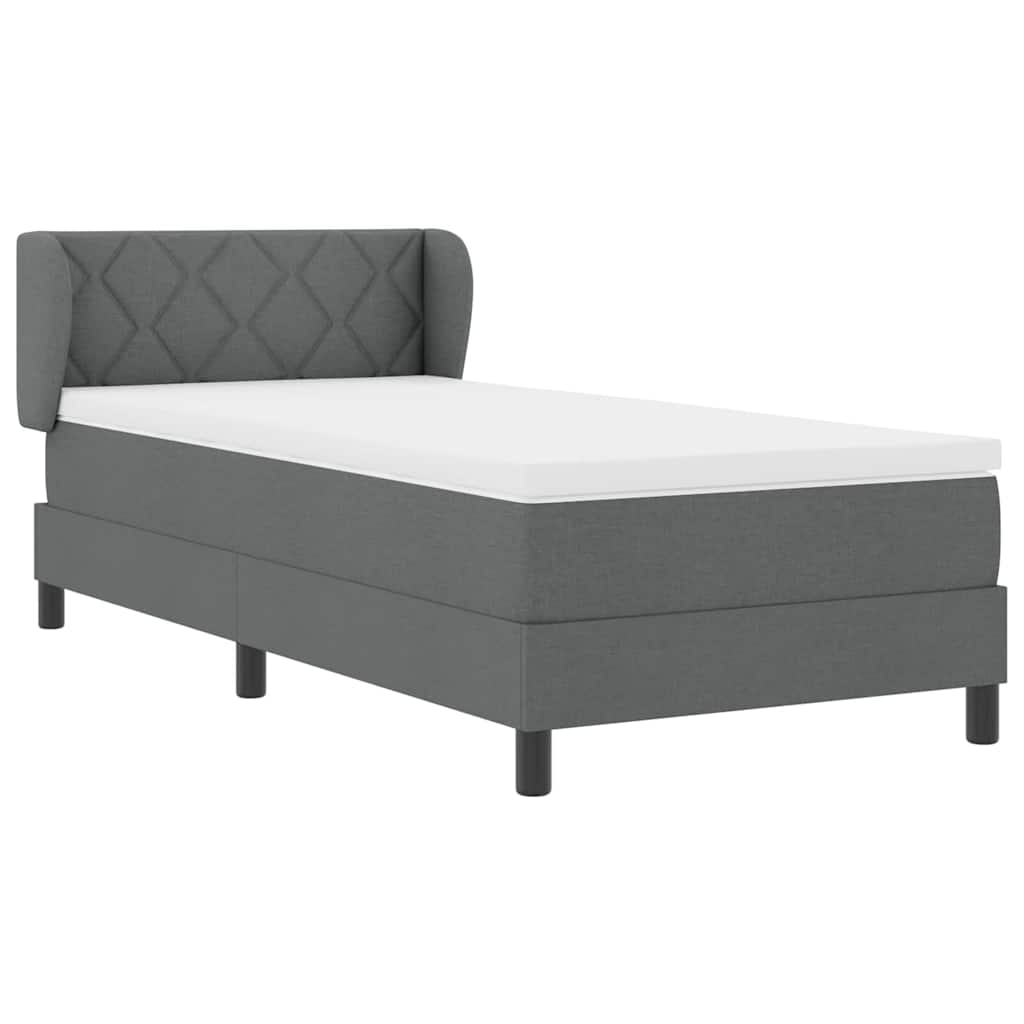 Krevet s opruga kutije Tamno siva 100 x 200 cm tkanina