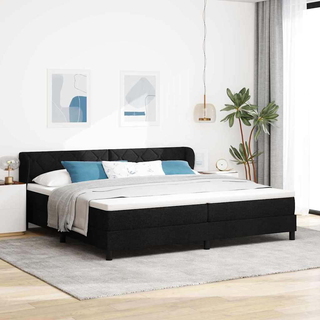 Krevet s opruga kutije s uzglavljem Crna 200 x 200 cm tkanina