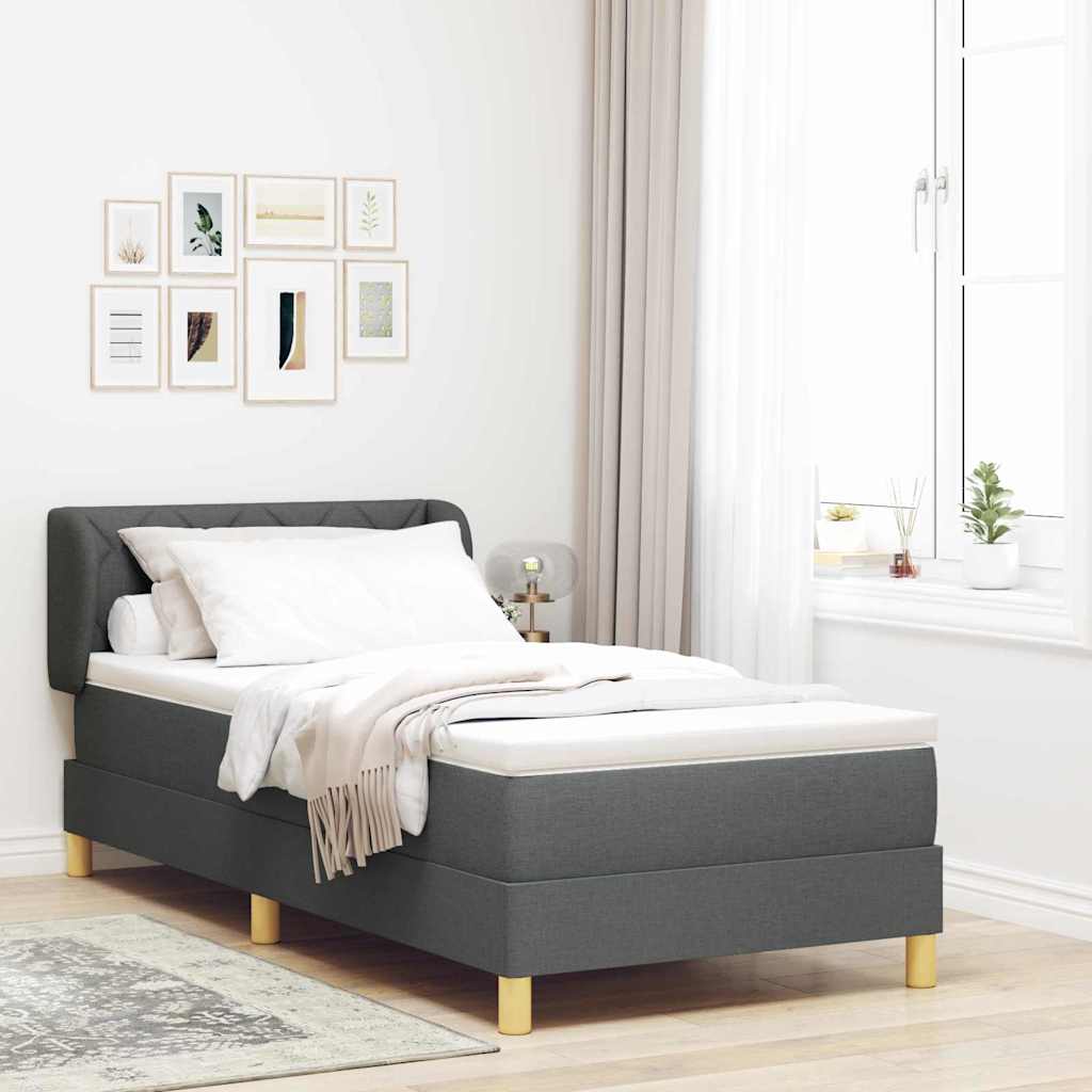 Krevet s opruga kutije Tamno siva 100 x 200 cm tkanina
