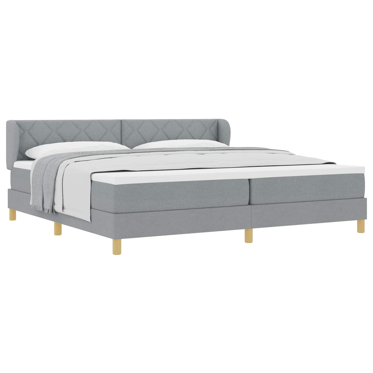 Krevet s opruga kutije Svjetlosiva 200 x 200 cm tkanina