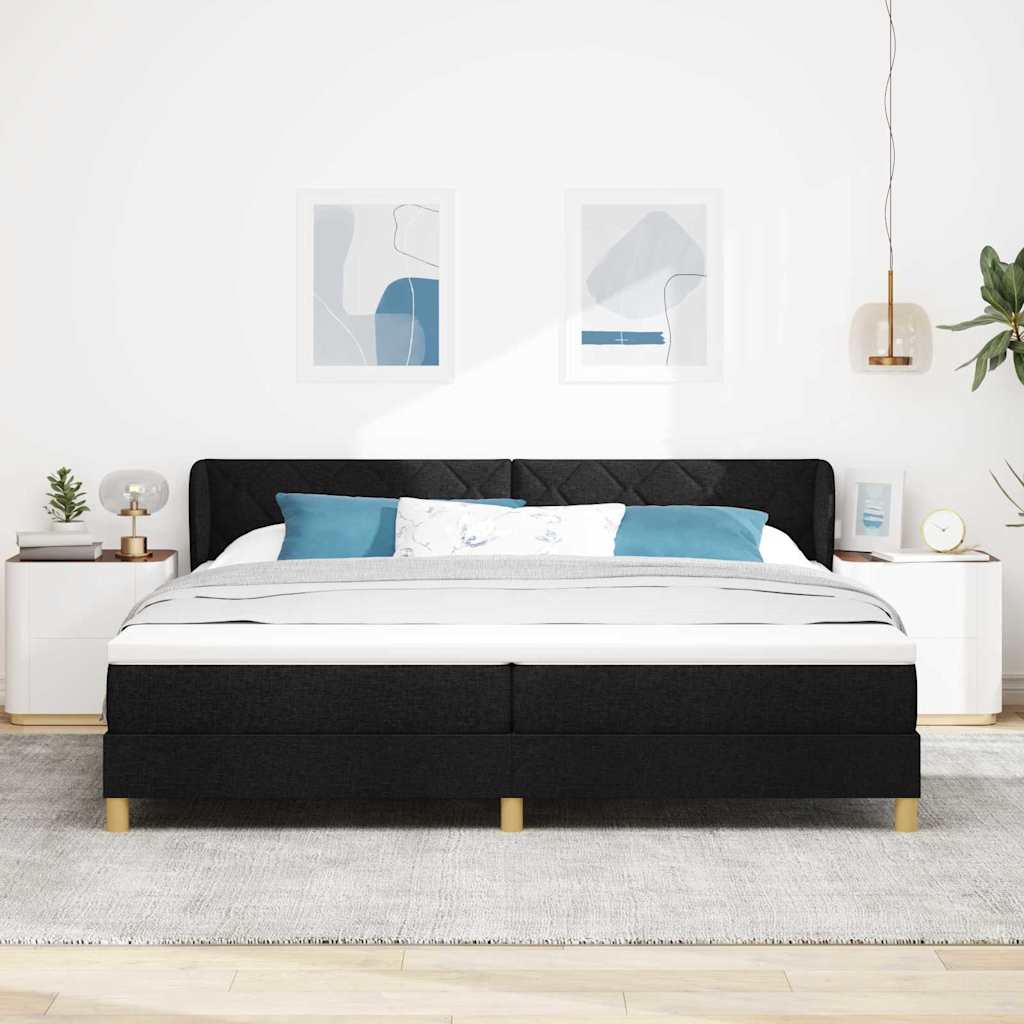 Krevet s opruga kutije s uzglavljem Crna 200 x 200 cm tkanina