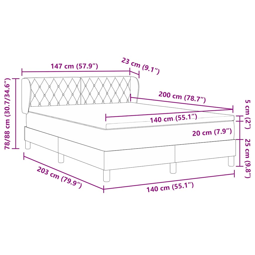 Krevet s opruga kutije Svjetlosiva 140 x 200 cm Baršun