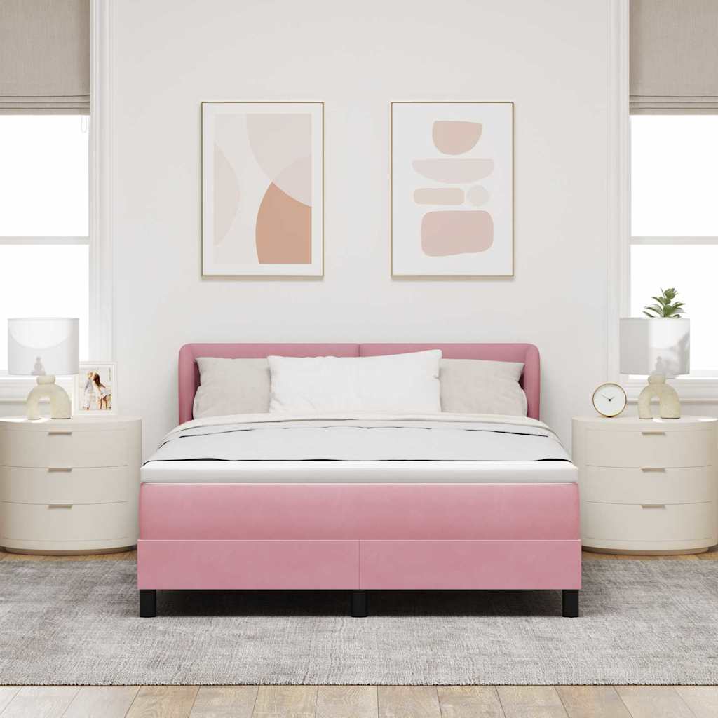 Krevet s opruga kutije Ružičasta 140 x 200 cm Baršun