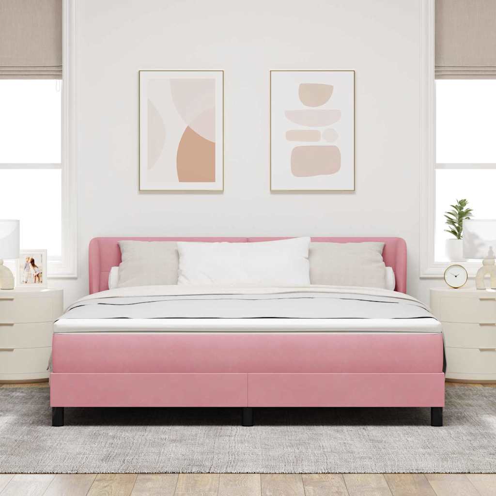 Krevet s opruga kutije Ružičasta 180 x 200 cm Baršun