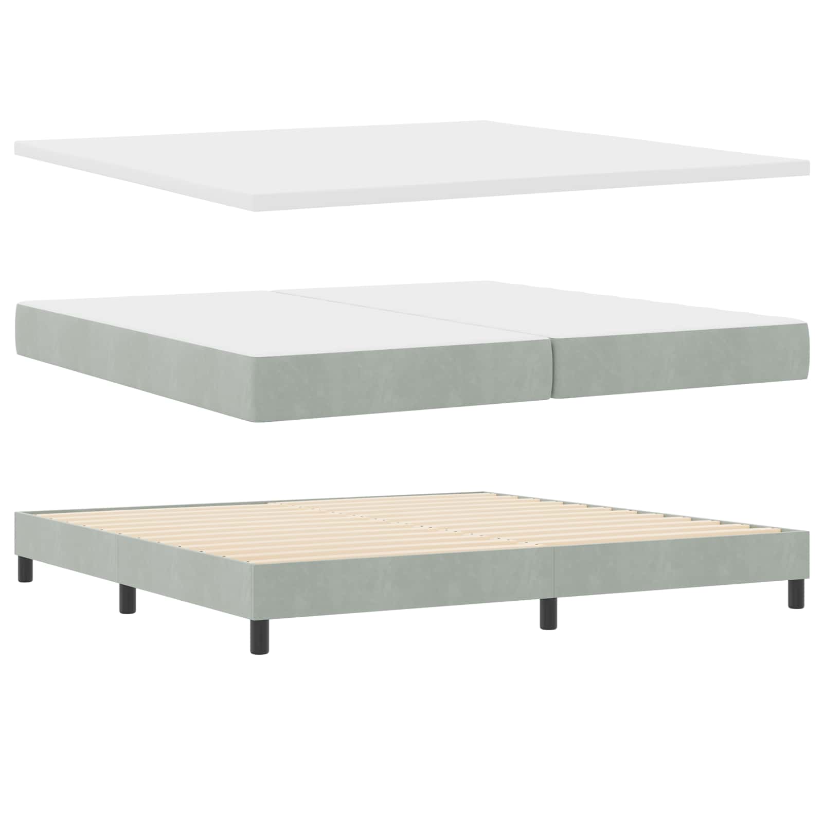 Krevet s opruga kutije Svjetlosiva 200 x 200 cm Baršun