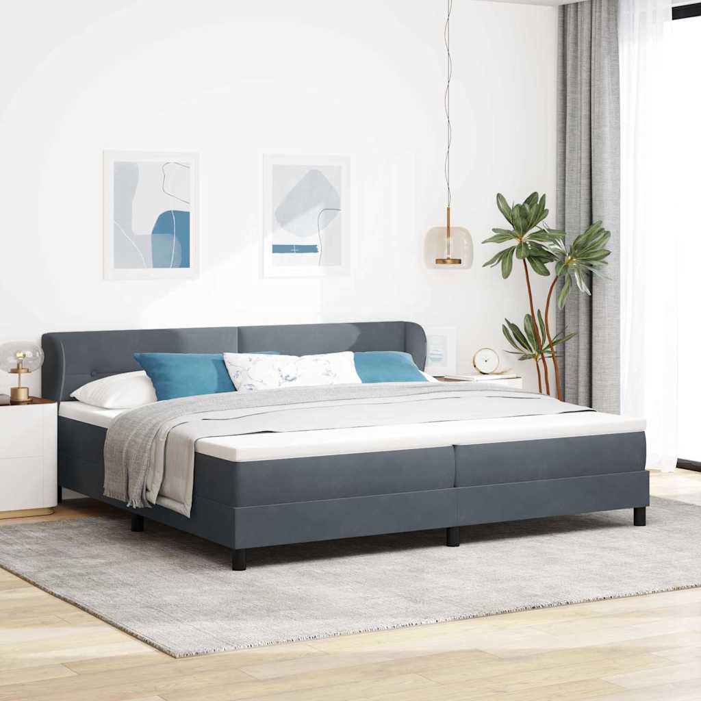 Krevet s opruga kutije Tamno siva 200 x 200 cm Baršun