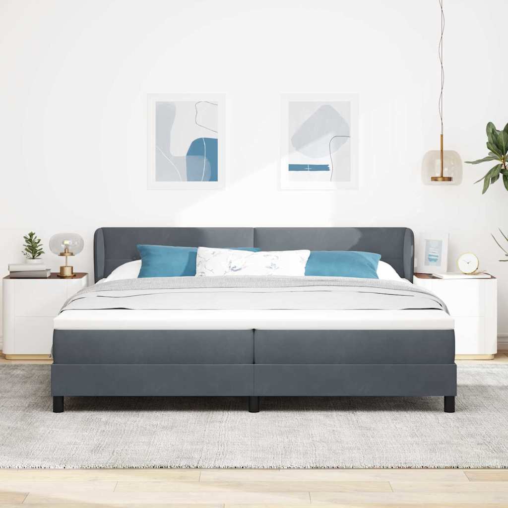Krevet s opruga kutije Tamno siva 200 x 200 cm Baršun