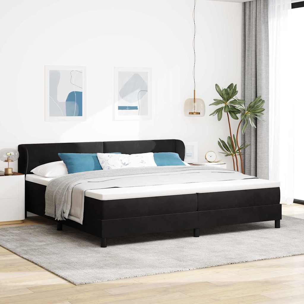 Krevet s opruga kutije s uzglavljem Crna 200 x 200 cm Baršun