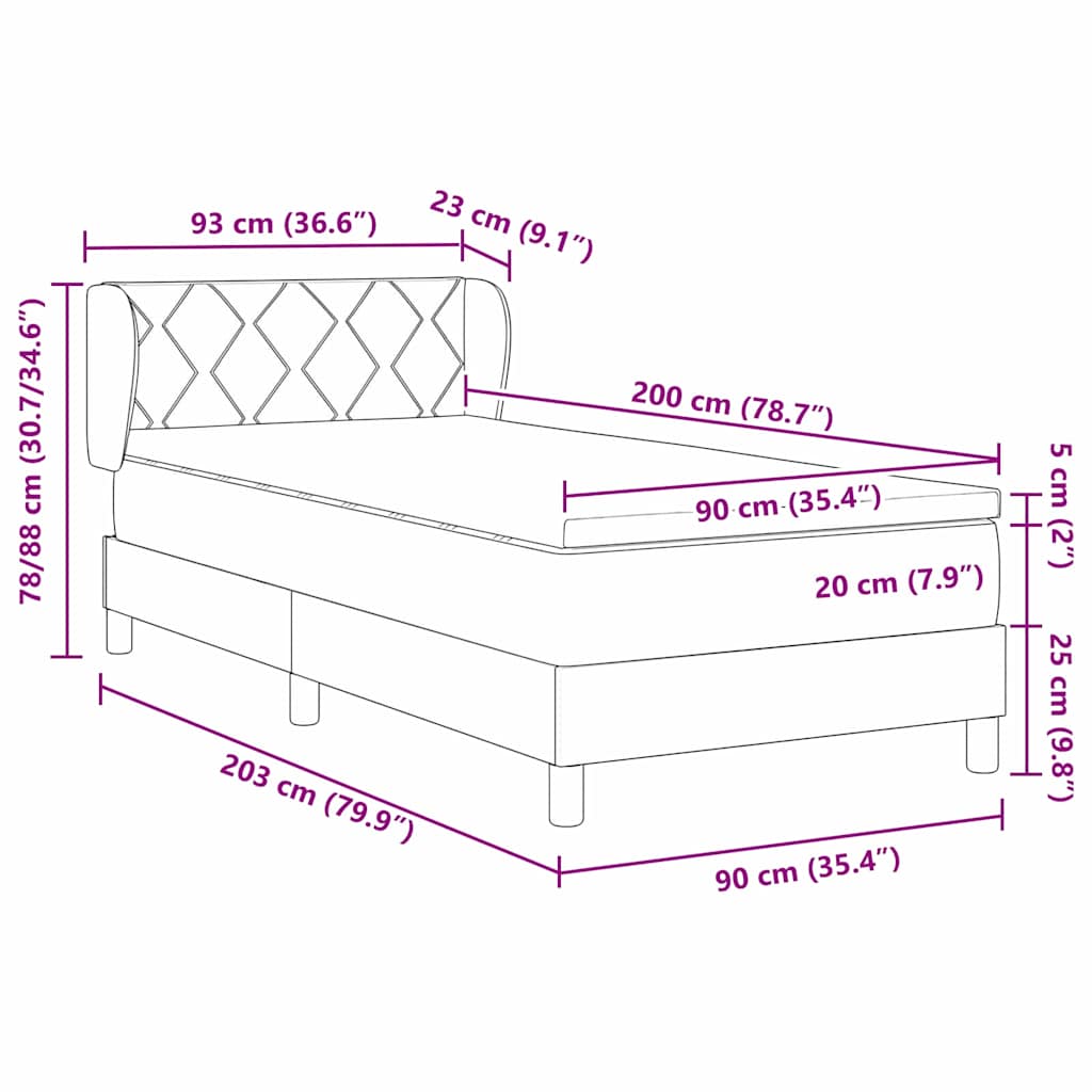 Krevet s opruga kutije Ružičasta 90 x 200 cm Baršun