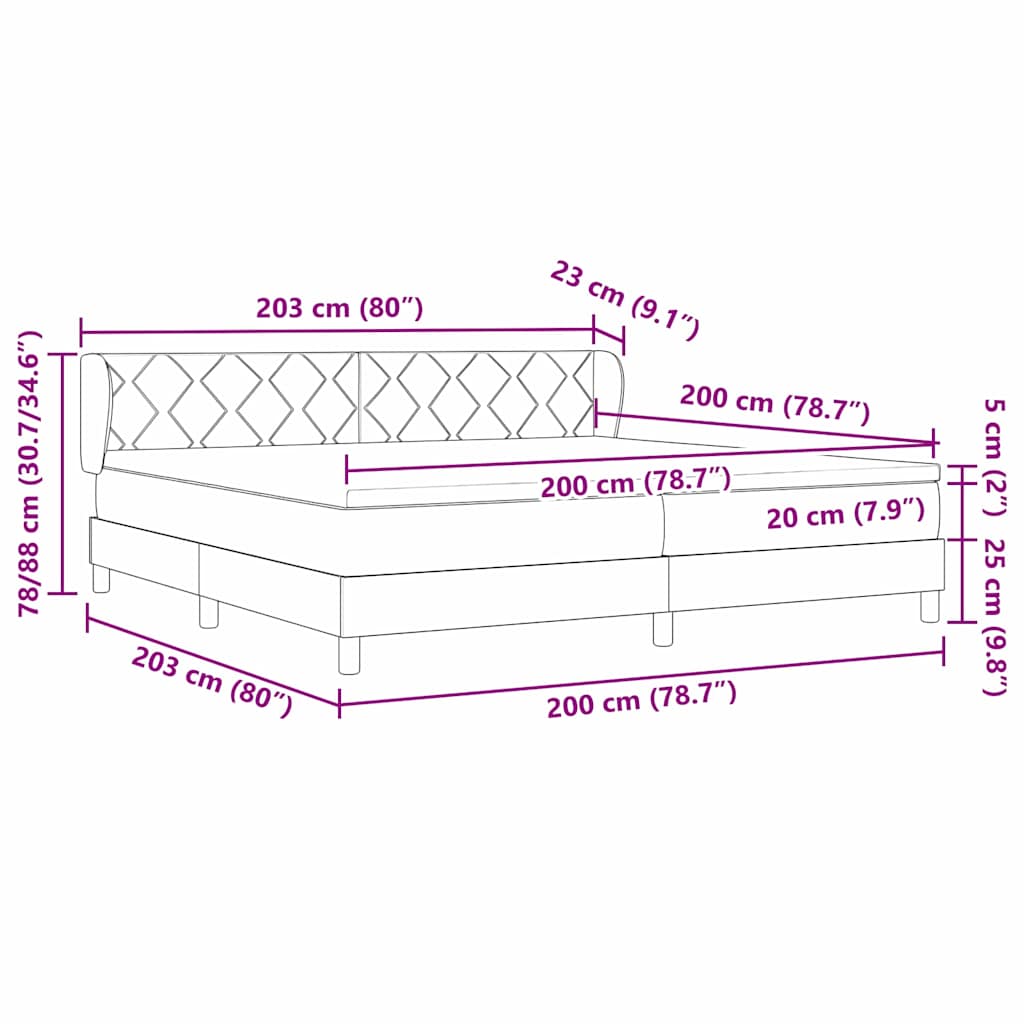 Krevet s opruga kutije Tamnozelena 200 x 200 cm Baršun
