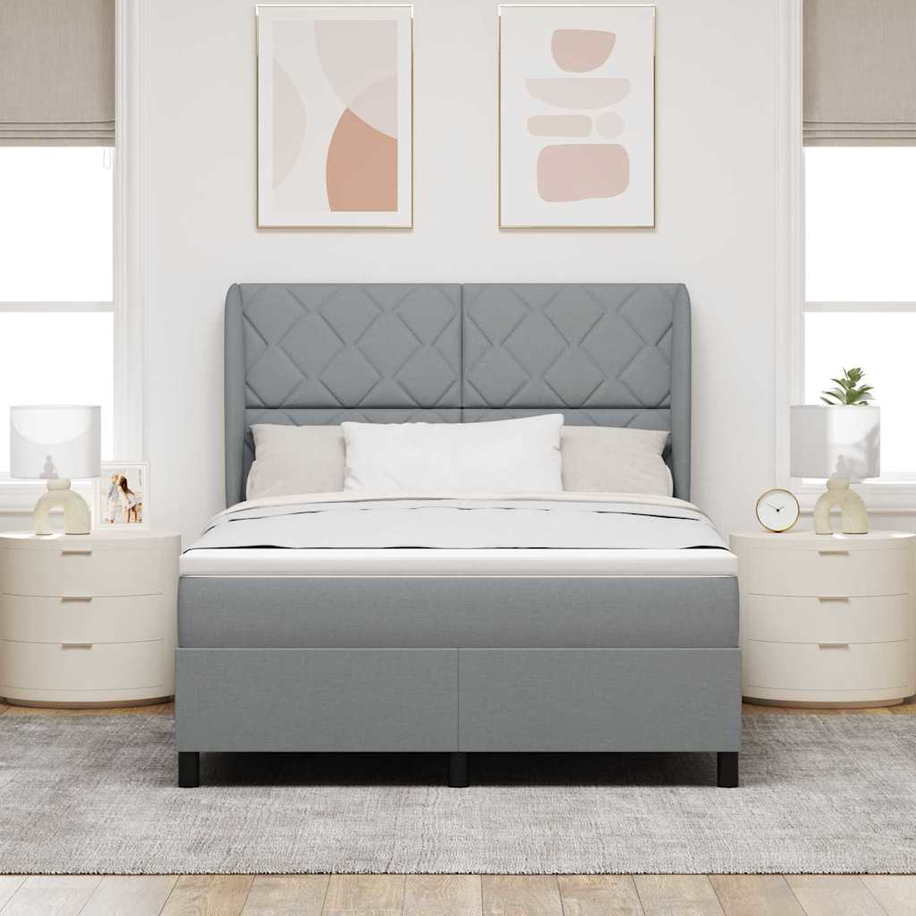 Krevet s opruga kutije Svjetlosiva 160 x 200 cm tkanina