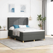 Krevet s opruga kutije Tamno siva 200 x 140 cm tkanina