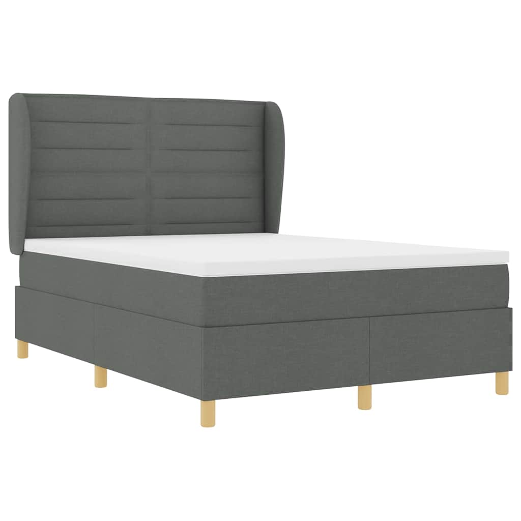 Krevet s opruga kutije Tamno siva 200 x 140 cm tkanina