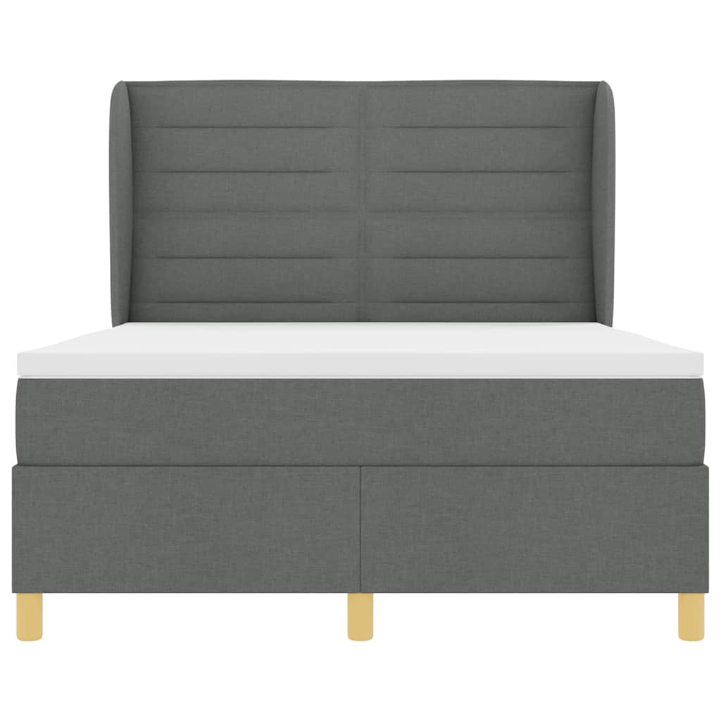 Krevet s opruga kutije Tamno siva 200 x 140 cm tkanina