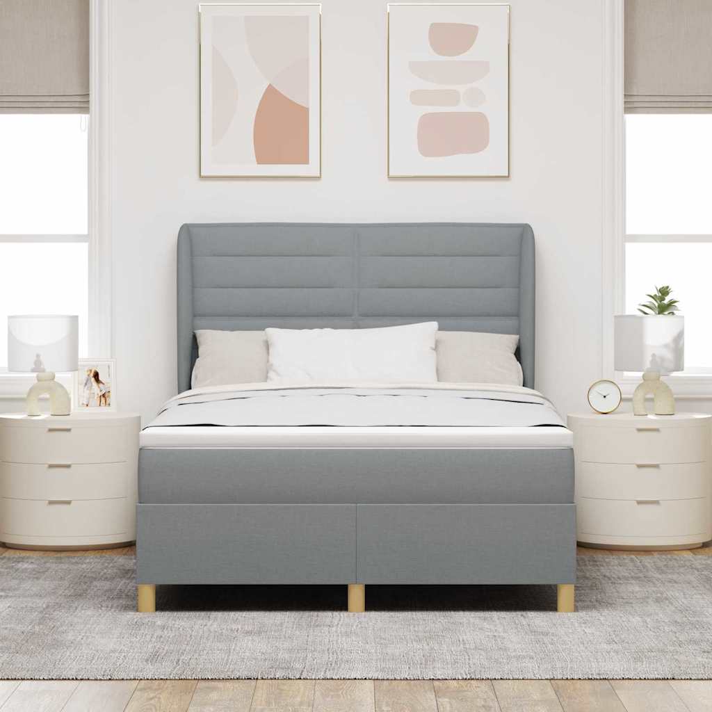 Krevet s opruga kutije Svijetlo siva 200 x 160 cm tkanina