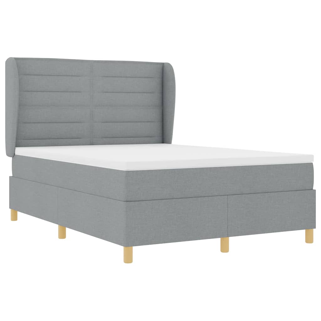 Krevet s opruga kutije Svijetlo siva 200 x 160 cm tkanina