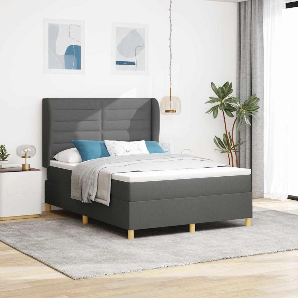 Krevet s opruga kutije Tamno siva 200 x 160 cm tkanina